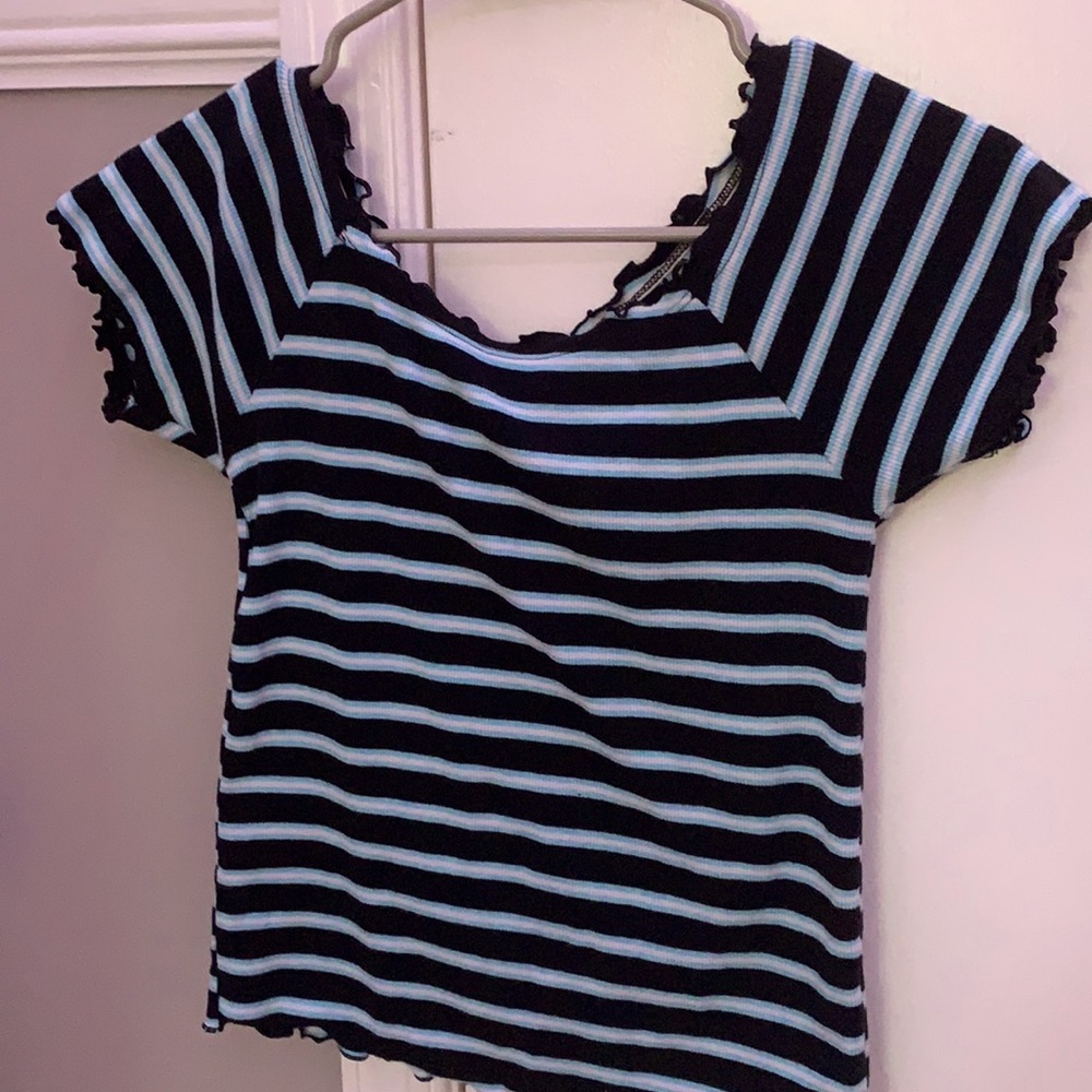 Justice shoulderless striped top